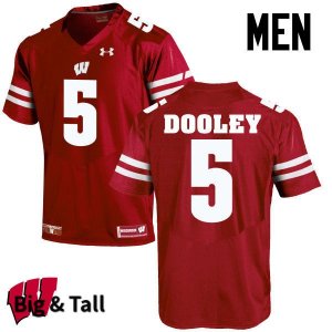 Men's Wisconsin Badgers NCAA #5 Garret Dooley Red Authentic Under Armour Big & Tall Stitched College Football Jersey ED31L50HV